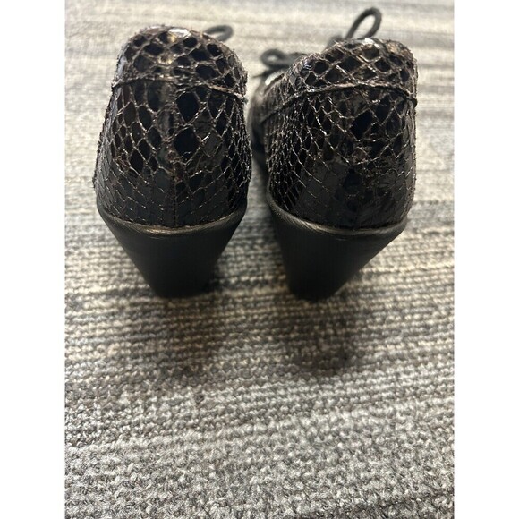 Aerosoles Women’s Black Leather Snake Animal Print Wedge Loafer Bow Pump Size 9 - Picture 6 of 6